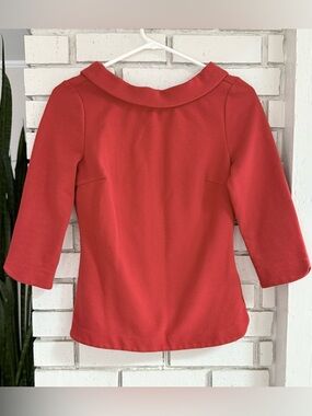 Boden Red Textured Top 3/4 Sleeve Boat Neck Tailored Fit Women’s Elegant Chic